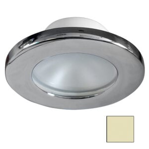 Round chrome ceiling light with frosted diffuser