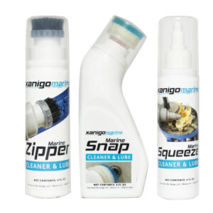 Three marine cleaner and lube bottles.