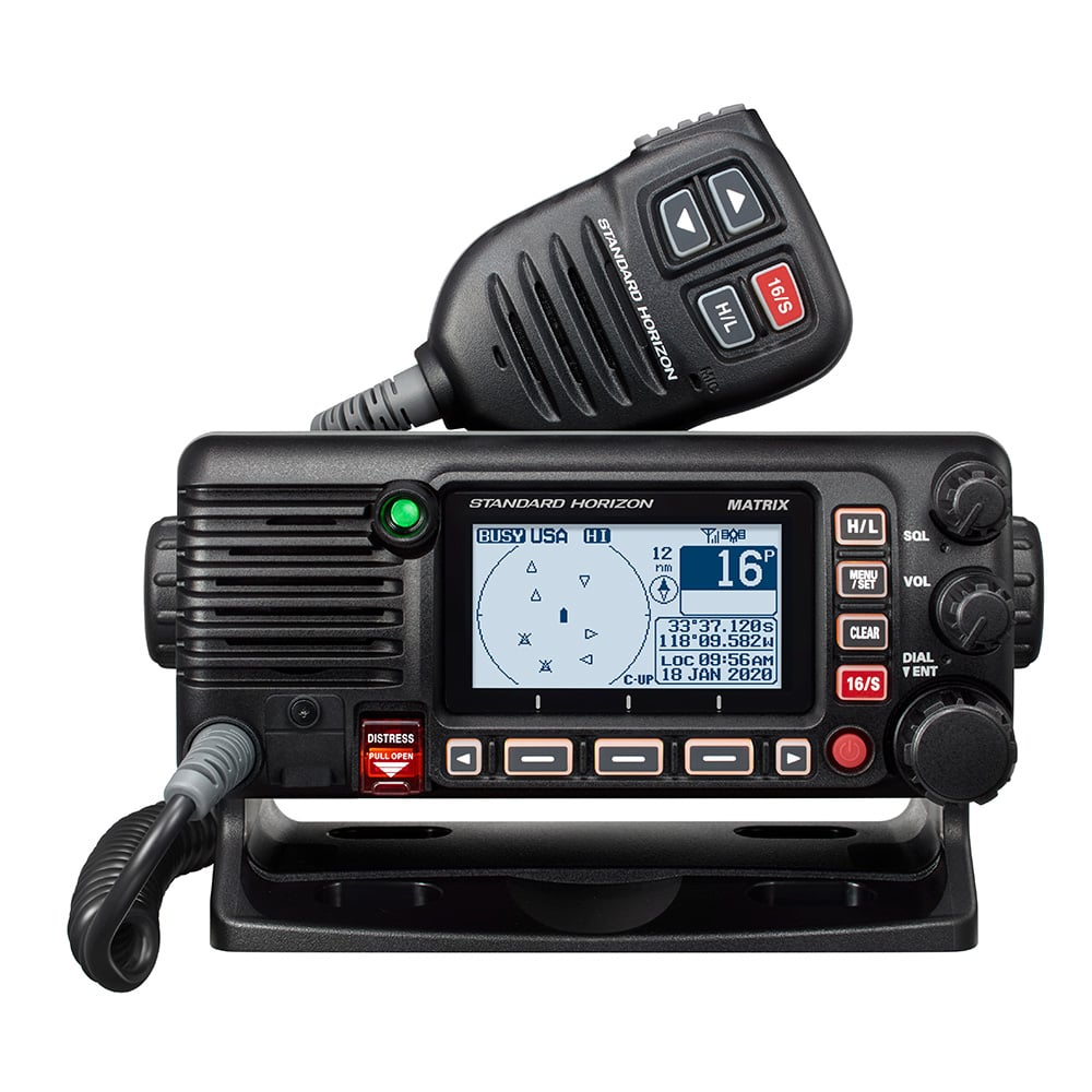 Marine radio with LCD screen and microphone