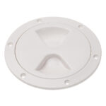 Round white plastic deck inspection hatch cover