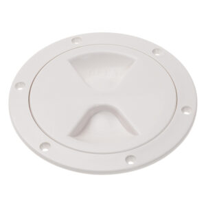 Round white plastic deck inspection hatch cover