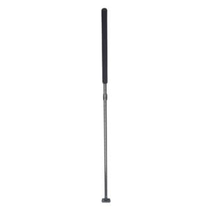 Long metal fireplace poker with black handle