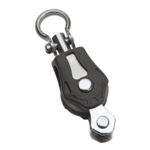 Small swivel pulley block with metal ring