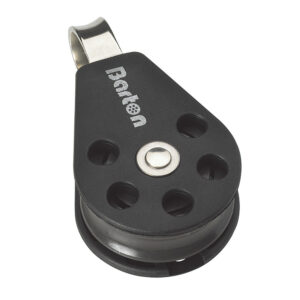 Black Barton sailing pulley block with metal shackle