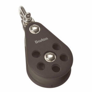 Black sailing pulley block with metal shackle
