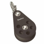 Black sailing pulley block with carabiner clip