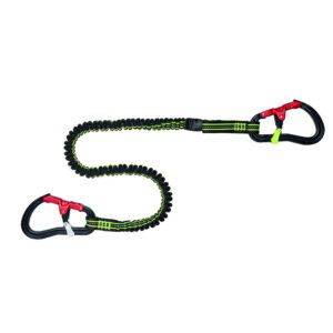 Bungee lanyard with red metal carabiners