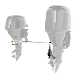 Dual outboard motors with steering tie bar linkage