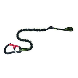 Elastic safety lanyard with carabiner clip