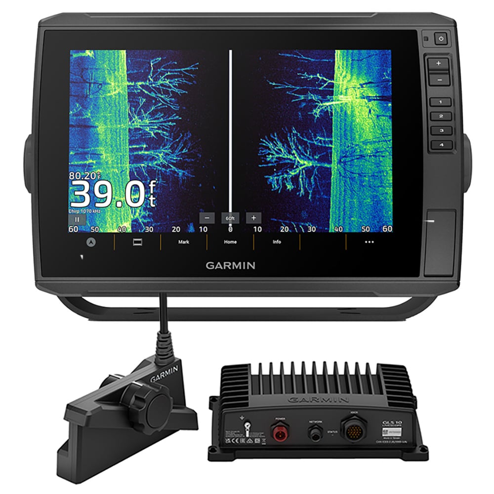Garmin fishfinder sonar and radar display.