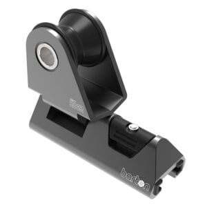 Black metal pulley block with mounting bracket
