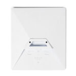 Back view of a white audio speaker