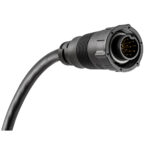 Black circular multi-pin electrical connector plug