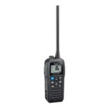 Black handheld two-way radio with long antenna