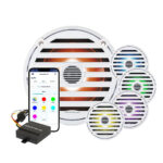 Marine RGB LED speakers with smartphone control app