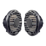 Pair of round black marine speakers