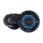 Black marine speakers with blue accents
