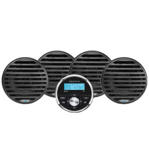Aquatic AV marine stereo with four speakers