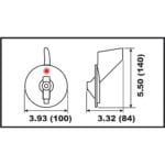 Technical diagram of a cylindrical object with dimensions.