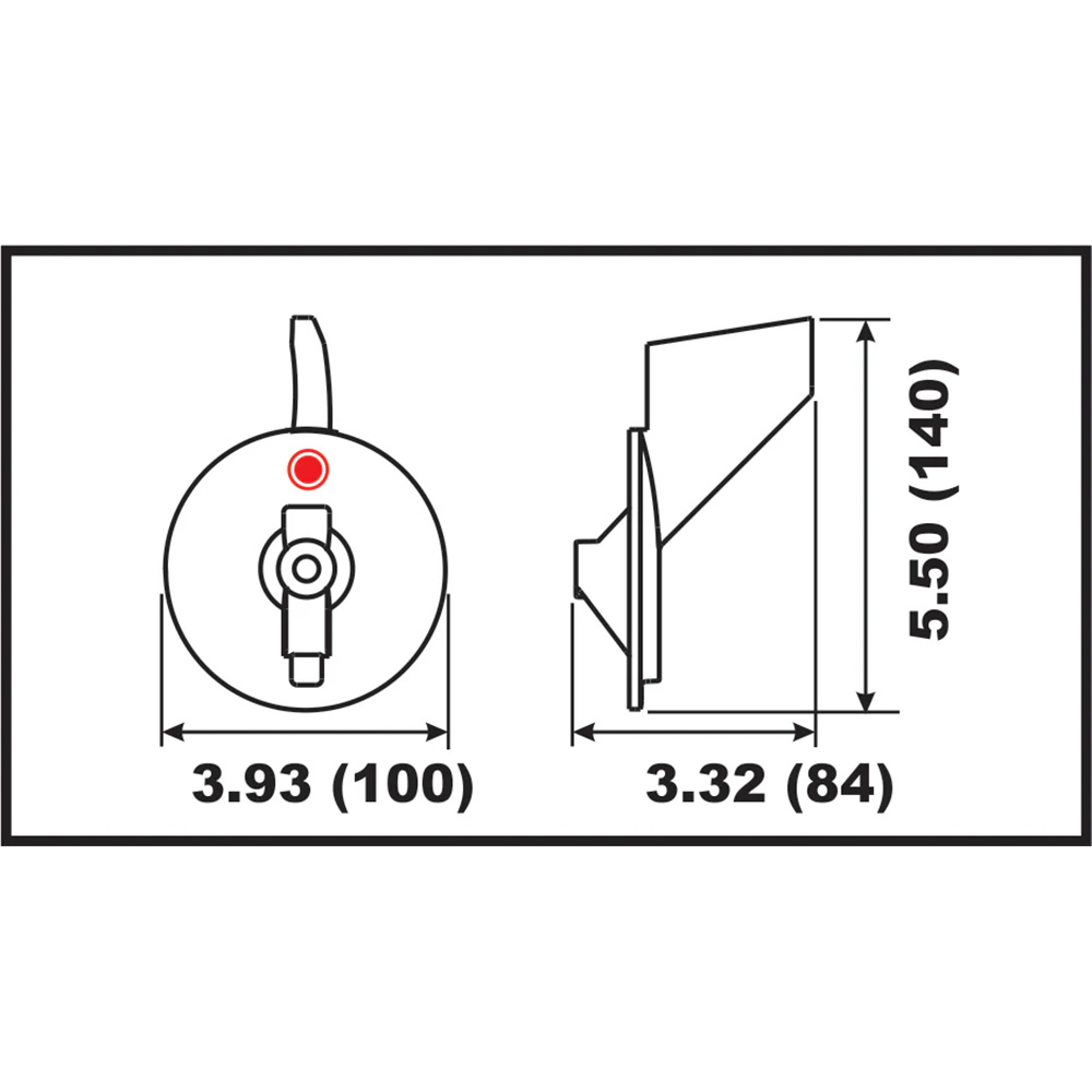 Technical diagram of a cylindrical object with dimensions.