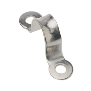 Curved stainless steel bracket with two screw holes