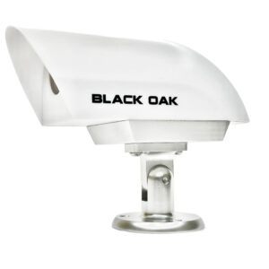 White Black Oak security camera on mounting bracket