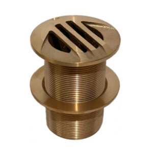 Brass threaded floor drain with slotted grate
