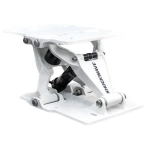 White marine shock absorber seat pedestal