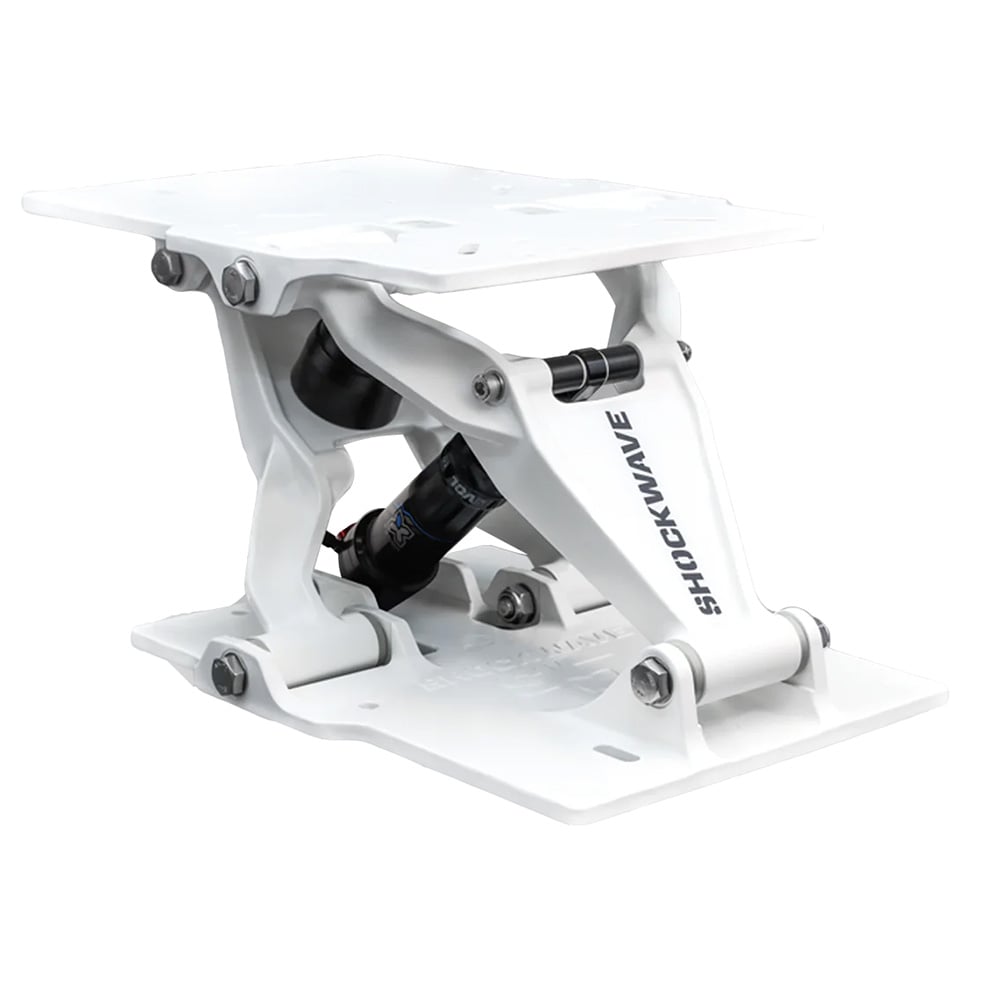 White marine shock absorber seat pedestal