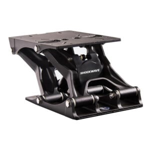 Black pneumatic shock absorber with Shockwave branding.