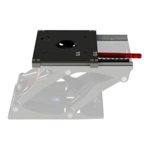 Scissor lift mechanism with adjustable platform component.