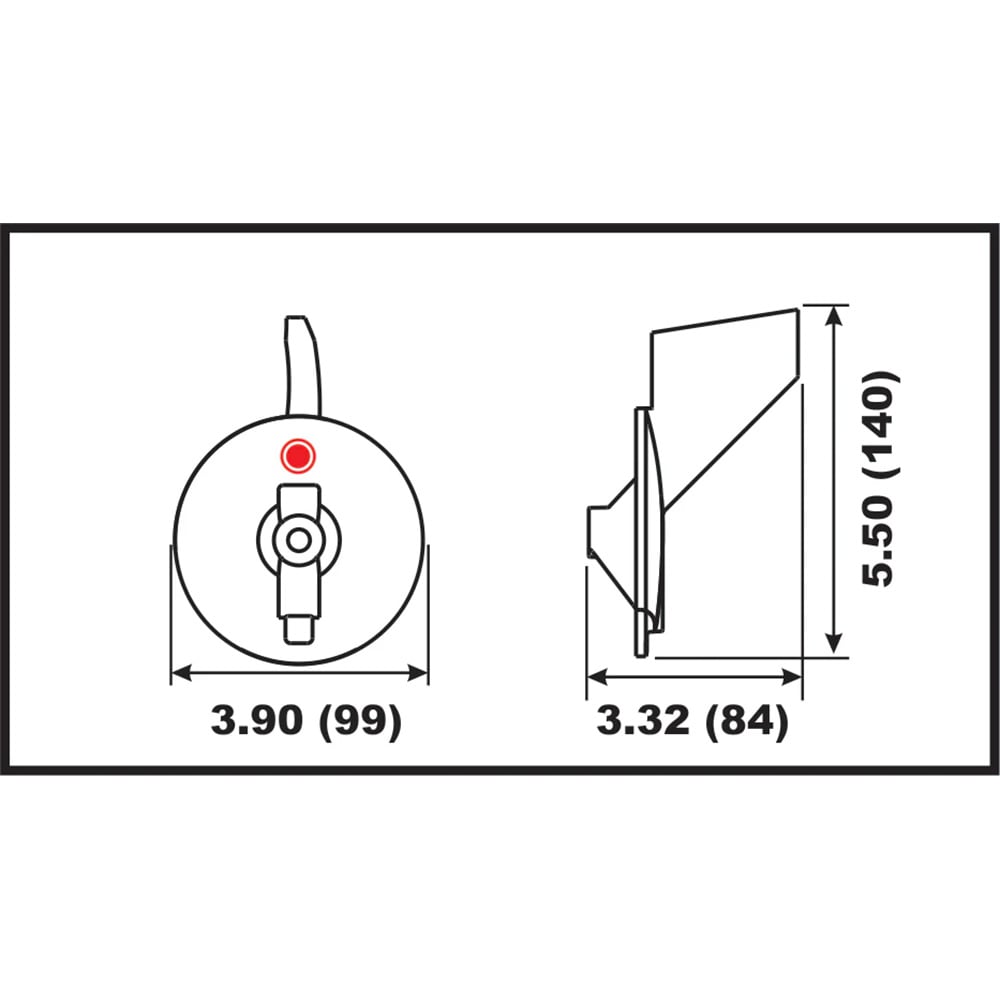 Technical drawing with product dimensions and measurements.