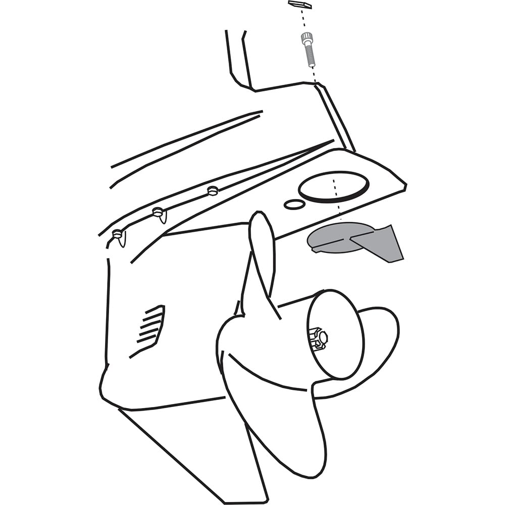 Illustration showing propeller installation process.
