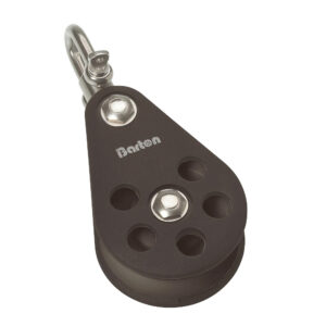 Black pulley block with metal shackle