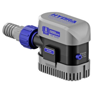 Marine bilge pump with 1100 GPH capacity.