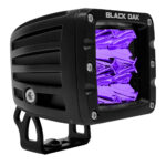 Black Oak LED cube light with purple lens
