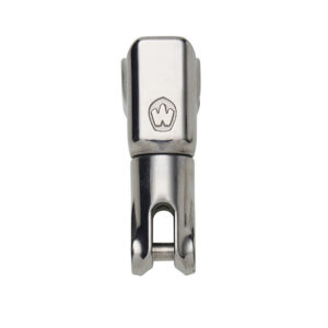Chrome-plated metal sailboat shackle with logo