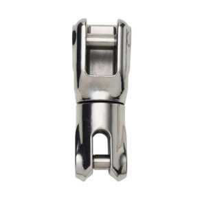 Shiny stainless steel boat fitting hardware connector.