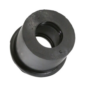 Black rubber cylindrical bushing with flange