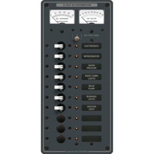 12-volt DC boat electrical distribution control panel