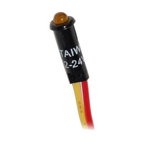 Small amber LED indicator light with wires