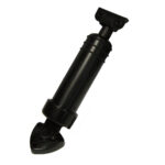 Black hydraulic cylinder with mounting brackets