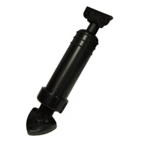 Black hydraulic cylinder with mounting brackets
