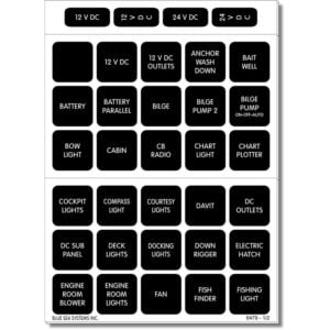 Marine electrical switch panel labels grid