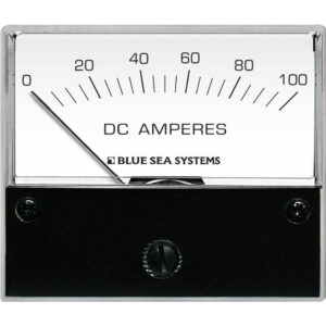 Analog DC ammeter gauge displaying zero amps