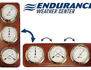 Vintage wall-mounted weather instruments with Endurance Weather Center logo