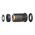 Disassembled mechanical part with gears and washers