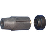 Two metal cylindrical parts, connector and threaded cap.