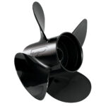 Black boat propeller with logo