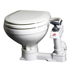 Manual marine toilet with pump assembly